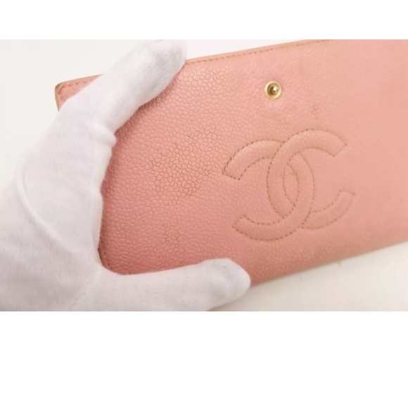💎 Authentic CHANEL Wallet Caviar Pink Leather Bifold Long Wallet 💎 - Picture 4 of 14
